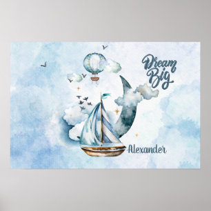 Dream Big Ship in the Ocean Customizable Poster
