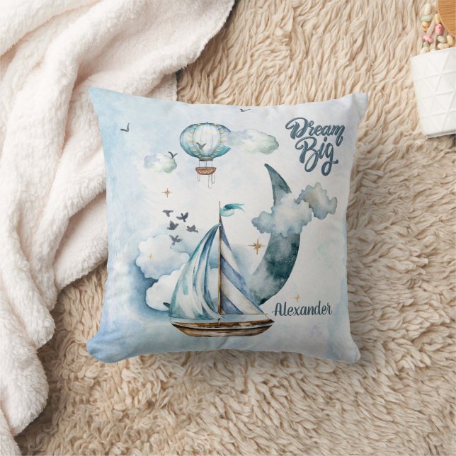 Dream Big Ship in the ocean Customizable Throw Pillow (Blanket)