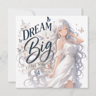Dream Big Silver Hair Anime Girl Invitation