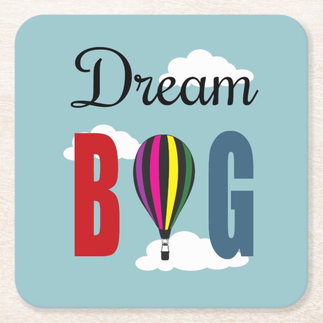 Dream big square paper coaster (Front)