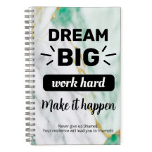 Dream Big Work Hard Emerald Gold  Customizable