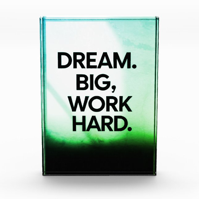 Dream Big Work Hard | Minimalist Motivational Wall Photo Block (Front)