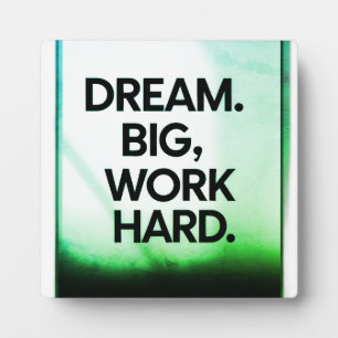 Dream Big Work Hard   Minimalist Motivational Wall Plaque