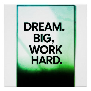 Dream Big Work Hard Minimalist Motivational Wall Poster