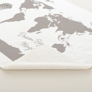 Dream Big World Traveller Personalized baby name Sherpa Blanket