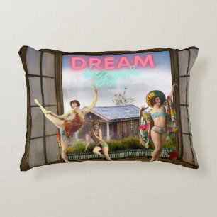 Dream Bigger Altered Art Vintage Dancers  Accent Pillow