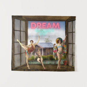 Dream Bigger Altered Art Vintage Dancers  Tapestry