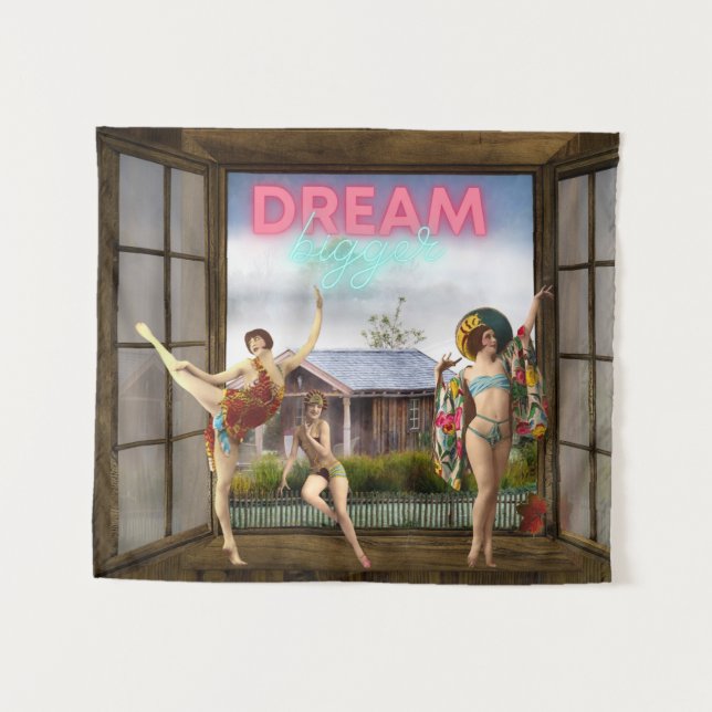 Dream Bigger Altered Art Vintage Dancers  Tapestry (Front (Horizontal))