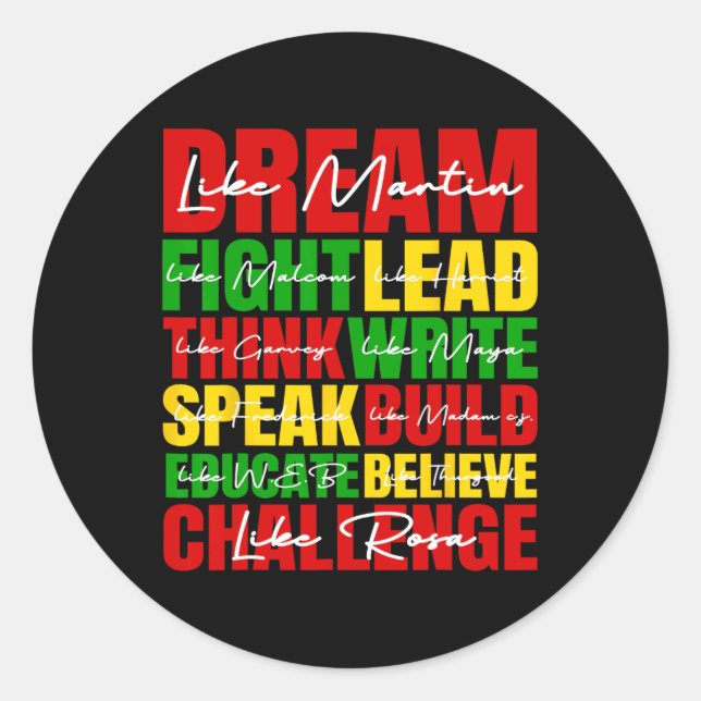 Dream Black History Month Juneteenth African Ameri Classic Round Sticker (Front)