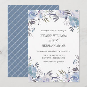 Dream Blue Fancy rustic Flowers wedding Invitation