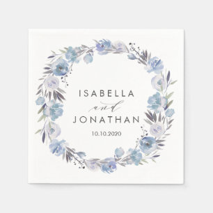 Dream Blue Floral Rustic wedding Personalized Napkin
