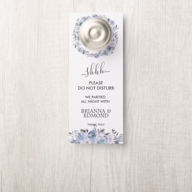 Dream Blue Floral Wedding Guest Do Not Disturb Door Hanger (On Knob)