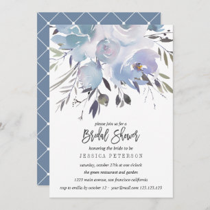 Dream Blue Flowers Wedding Bridal Shower party Invitation