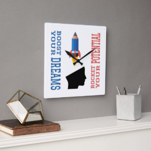 Dream Booster and Potential Rocket Square Wall Clock