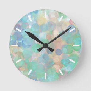Dream Bubbles Blue and Tan Round Clock