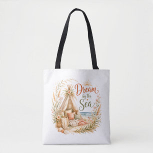 Dream by the Sea Boho Beach with Coastal Sunset Tote Bag