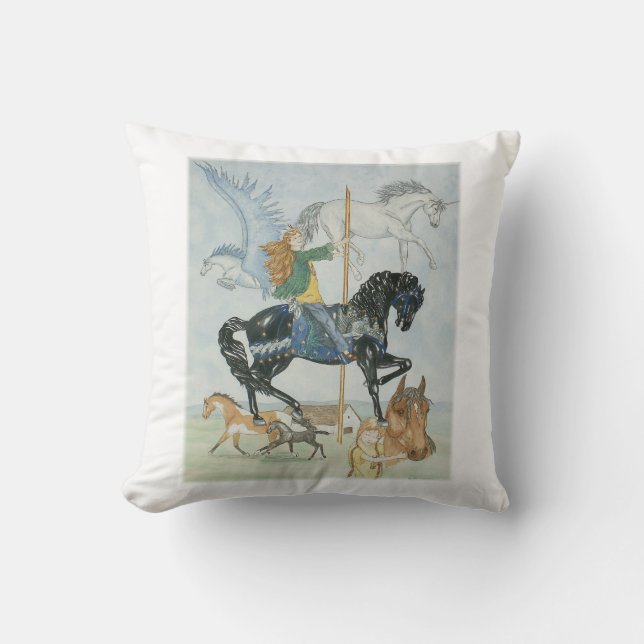 Dream Carousel Throw Pillow (Front)