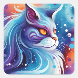 Dream Cat Abstract world of colours Square Sticker