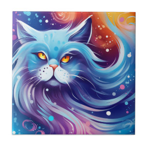 Dream Cat Abstract world of colours Tile
