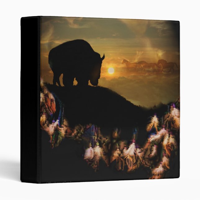 Dream Catch Buffalo and Horses 3 Ring Binder (Front/Spine)