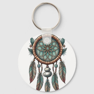 Dream Catcher Aluminum Circle Keychain