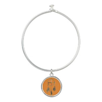 Dream Catcher Bangle Bracelet With Round Charm