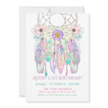 Dream Catcher Boho Feathers Flèches Invitation