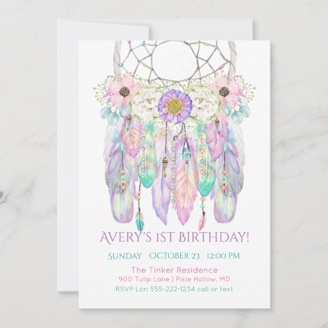 Dream Catcher Boho Feathers Flèches Invitation (Devant)