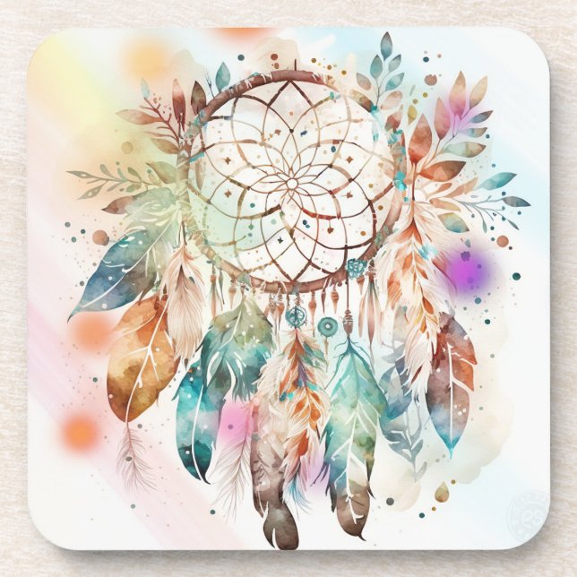 Dream Catcher Coasters White Background (Front)