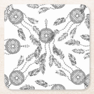 Dream Catcher Design Square Paper Coaster