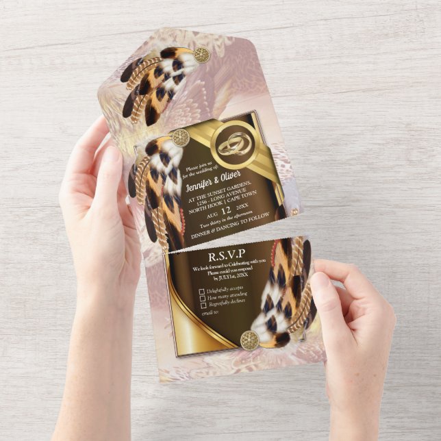 Dream Catcher Feathers All in One Wedding Invite (Tearaway)