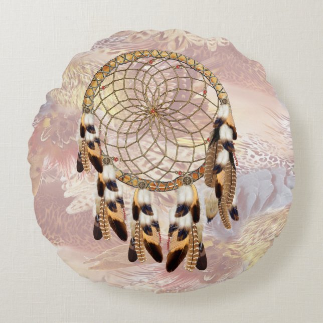 Dream Catcher Home Decor Round Pillow (Front)