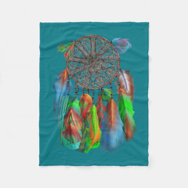 Dream catcher in red &green colours fleece blanket (Front)