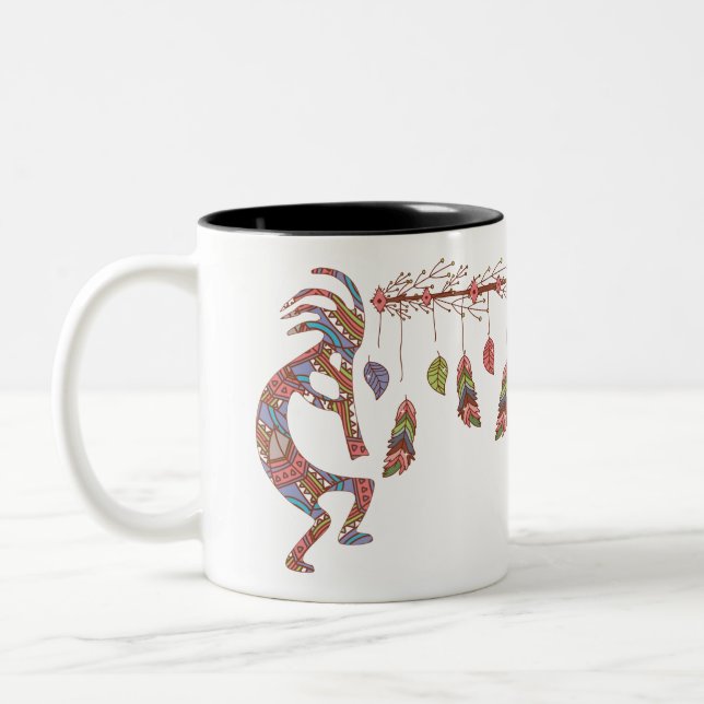 Dream Catcher Kokopelli  Two-Tone Coffee Mug (Left)