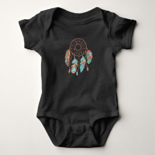 Dream Catcher Native American Feathers Tribal Drea Baby Bodysuit