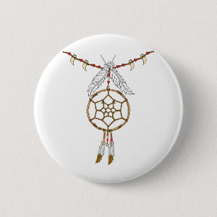 Dream Catcher Necklace 2 Inch Round Button