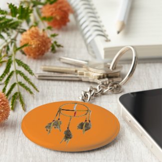 Dream Catcher Orange Basic Button Keychain
