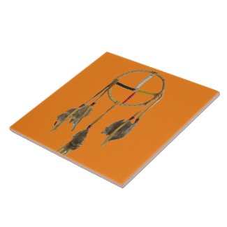 Dream Catcher Orange Ceramic Tile