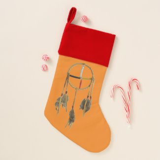 Dream Catcher Orange Christmas Stocking