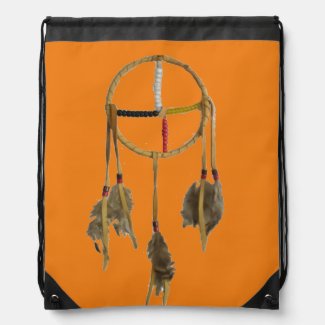 Dream Catcher Orange Drawstring Backpack