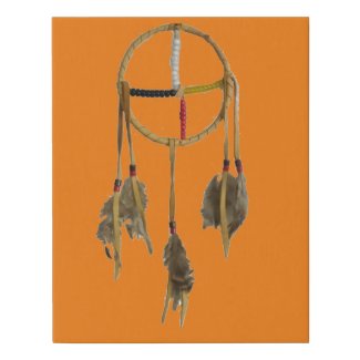 Dream Catcher Orange Faux Wrapped Canvas Print