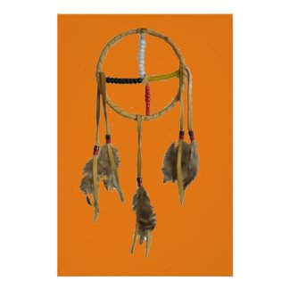 Dream Catcher Orange Glossy Poster