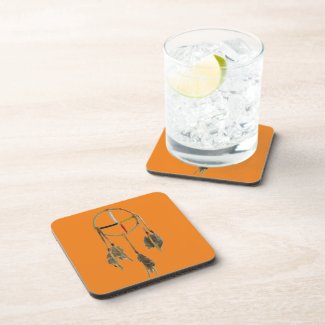 Dream Catcher Orange Hard plastic coaster