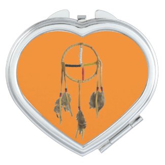 Dream Catcher Orange Heart compact mirror