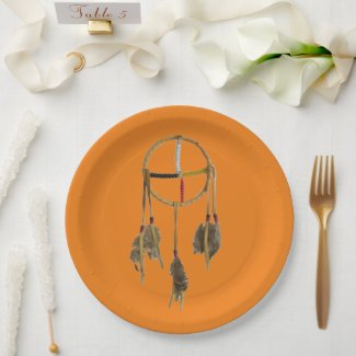 Dream Catcher Orange Large Paper Plate