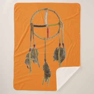 Dream Catcher Orange Large Sherpa Blanket