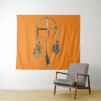 Dream Catcher Orange Large Tapestry