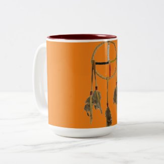 Dream Catcher Orange Large Two-tone Mug