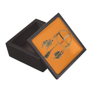 Dream Catcher Orange Magnetic Wooden Gift Box