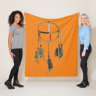 Dream Catcher Orange Medium Fleece Blanket